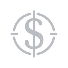 Obraz premium Targeted Money Dollar Sign Aimed At Financial Profit Goal Icon Finance