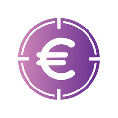 Obraz premium Euro Symbol in Targeting Reticle Money Market Economy