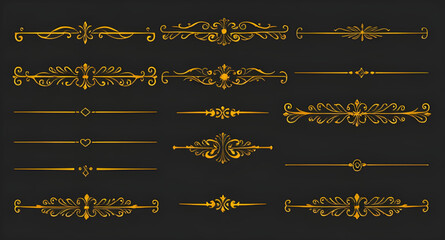Ornate line art, Border ornament set, Calligraphic border elements, Decorative pattern vector, Stylish frame outline, Luxury border vector, Retro ornament design, Flourish corner vector, Decorative sc