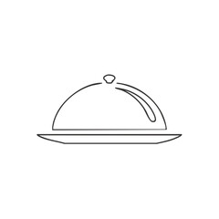 Fototapeta premium Elegant outline illustration of a serving platter with a domed cloche cover, showcasing minimalist dining and cuisine presentation