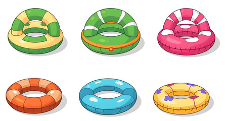 Pool float vector, Inflatable ring illustration, Summer pool float icon, Lifebuoy cartoon art, Swimming tube vector, Water ring design, Beach float clipart, Cartoon inflatable tube, Vacation pool acce