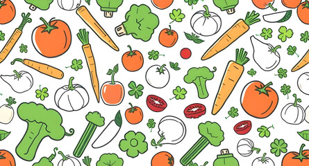 seamless vegetables pattern, cartoon vegetables background, veggie seamless design, healthy food pattern, vegetable wallpaper, cartoon food seamless, organic food background, seamless veggie illustrat