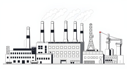 cartoon industrial building, modern factory drawing, chemical plant vector, steel factory illustration, industrial plant sketch, vector of factory, black and white factory, industrial area vector, man