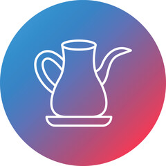 Arabic Teapot Line Gradient Circle Background Icon