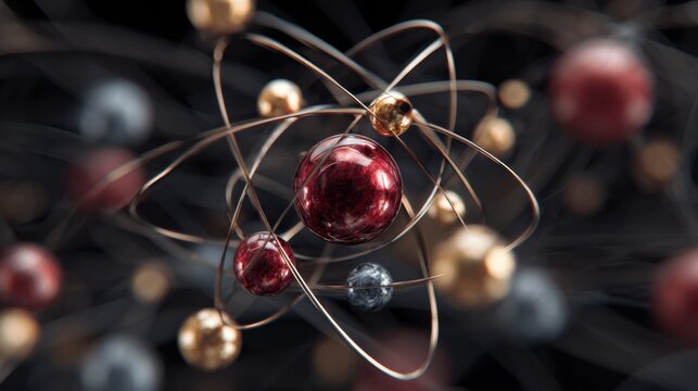 abstract atom spheres orbiting