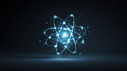 glowing atom dark background science