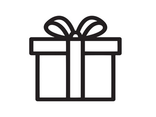 Stylish gift package minimal outline art vector symbol