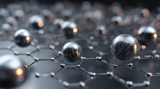 metallic spheres graphene network background
