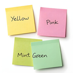 A colorful set of sticky notes isolated on white background, ideal for reminders, annotations, and organizing
