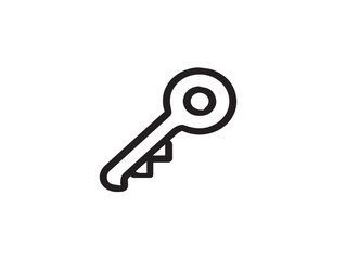 Modern key outline clean line art vector illustration