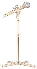 Illustration of a microphone on a stand isolated on white