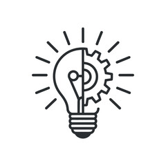 Light Bulb and Gear Combination Vector Illustration for Innovation and Ideas