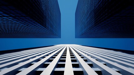 Naklejka premium Modern skyscrapers with upward perspective