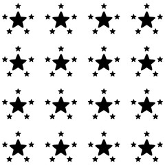 A clean and modern seamless pattern featuring several black star clusters on a white background, ideal for a variety of design applications such as wallpaper, textiles, or web elements.