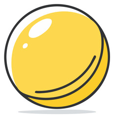 Fototapeta premium Vibrant yellow sphere icon with glossy highlights cartoon illustration
