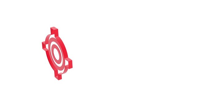 Alvo/localiza&ccedil;&atilde;o vermelho girando em fundo branco em loop 4K