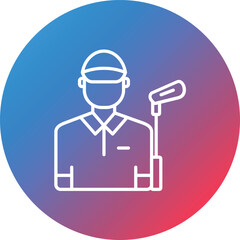 Golf Player Line Gradient Circle Background Icon