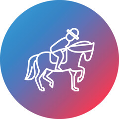 Horse Rider Line Gradient Circle Background Icon