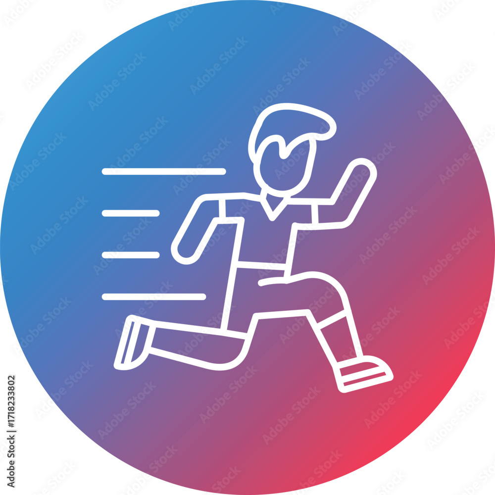 Poster running person line gradient circle background icon