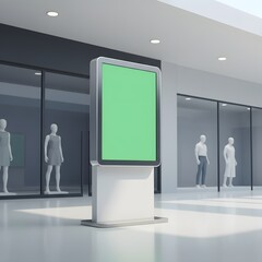 Modern Billboard Mockup in Shopping Mall with Mannequins for Advertising