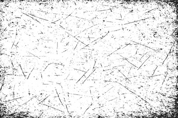 Black grunge dust texture with scratches and distressed noise effect on white background vector illustration.