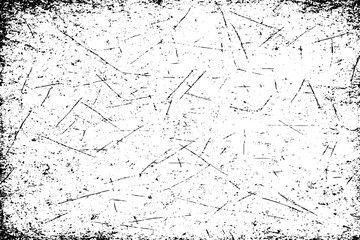 Black grunge dust texture with scratches and distressed noise effect on white background vector illustration.