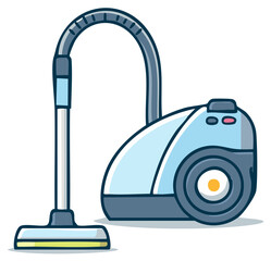 Cute blue cartoon vacuum cleaner appliance for house cleaning illustration