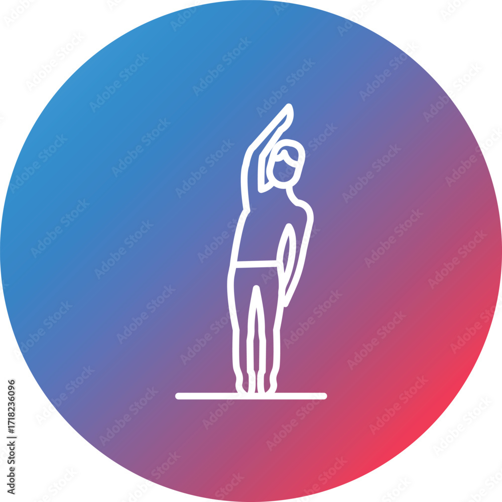 Poster one arm bend left line gradient circle background icon