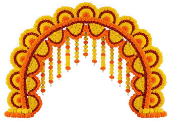 Vibrant floral archway decoration for festive events and celebrations isolated on transparent background