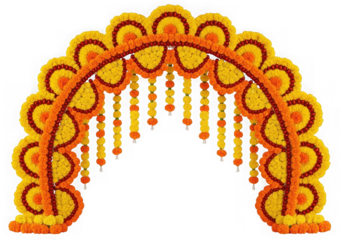 Vibrant floral archway decoration for festive events and celebrations isolated on transparent background