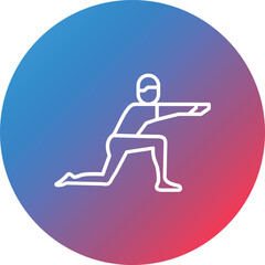 Low Lunge Right Line Gradient Circle Background Icon