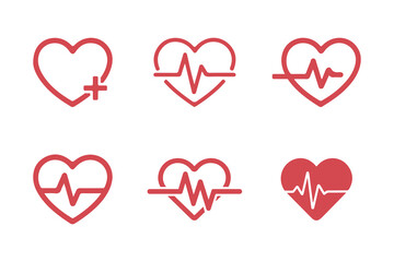 Medical Heart Beat Set. Health, Pulse, and Cardiology Vector Symbols