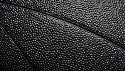 Close-up of black basketball texture.  Small,  evenly-spaced bumps cover the surface