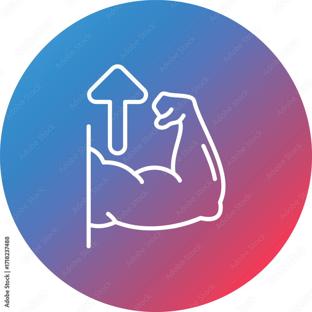 Poster muscles line gradient circle background icon