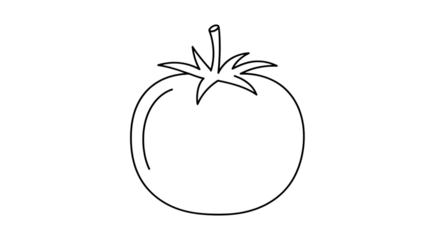 Simple tomato outline illustration isolated on transparent background a versatile graphic for food, health, and culinary themes, perfect for minimalist designs