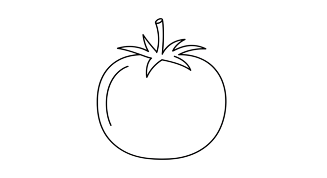 Simple tomato outline illustration isolated on transparent background a versatile graphic for food, health, and culinary themes, perfect for minimalist designs