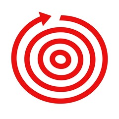 Obraz premium Red circular target with a curved arrow