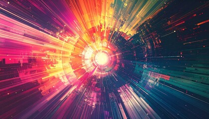 Abstract radial burst of vibrant colors