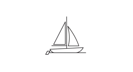 Sailboat line drawing isolated on transparent background simple vector illustration of a sailing boat, perfect for nautical and maritime themes