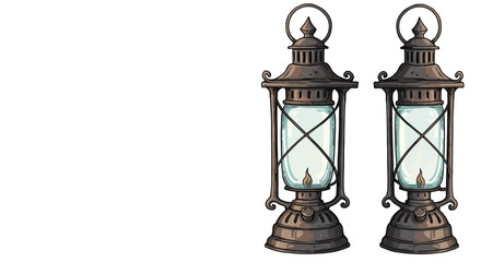 Fototapeta premium Vintage lanterns with rustic metal design and glass flames