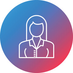 Business Woman Line Gradient Circle Background Icon