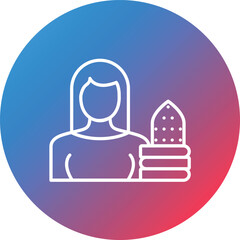Woman Ironing Clothes Line Gradient Circle Background Icon