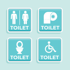 Flat design icons for bathroom and toilet facilities