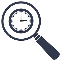 Magnifying glass focusing on a clock representing time management and investigation concepts
