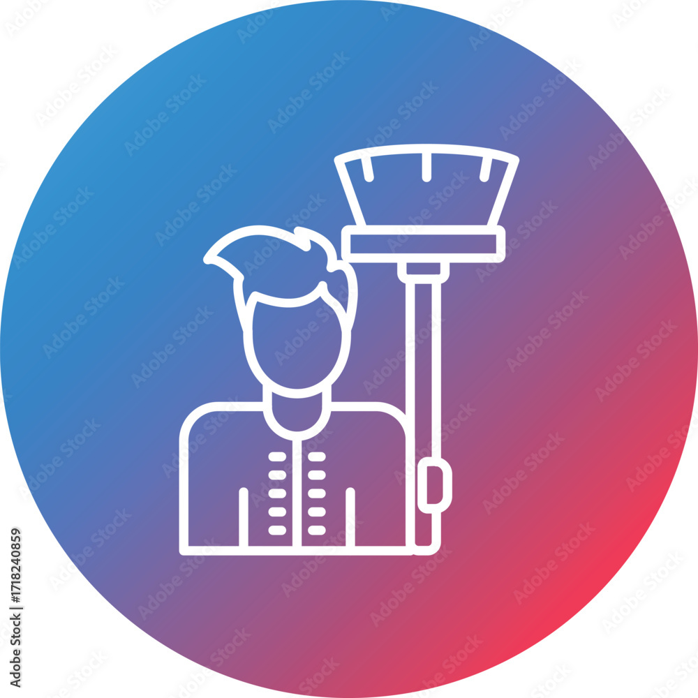 Poster man holding mop line gradient circle background icon