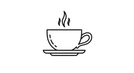 Hand drawn coffee cup illustration isolated on transparent background a simple line drawing of a hot beverage, perfect for cafes and coffee shops