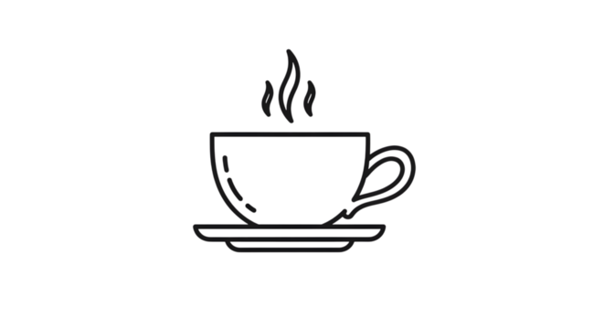 Hand drawn coffee cup illustration isolated on transparent background a simple line drawing of a hot beverage, perfect for cafes and coffee shops