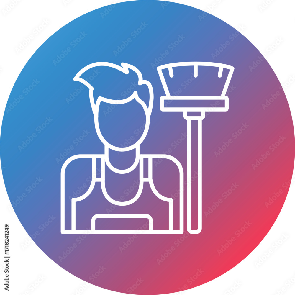 Poster cleaning man line gradient circle background icon