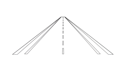 Hand drawn road isolated on transparent background simple doodle style illustration of a highway for web or print use, perspective view