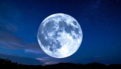 Full moon in starry night sky